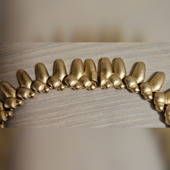 Vintage EDWIN PEARL Link Circle Spike Necklace Gold Tone Etched E. Pearl - Picture 7 of 12